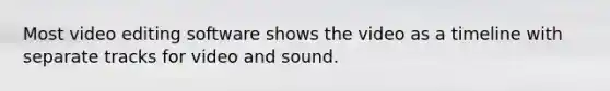 Most video editing software shows the video as a timeline with separate tracks for video and sound.