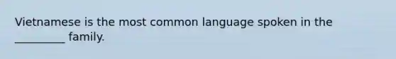 Vietnamese is the most common language spoken in the _________ family.