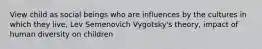 View child as social beings who are influences by the cultures in which they live, Lev Semenovich Vygotsky's theory, impact of human diversity on children