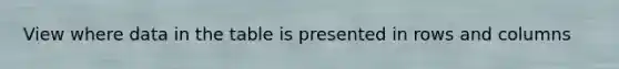 View where data in the table is presented in rows and columns