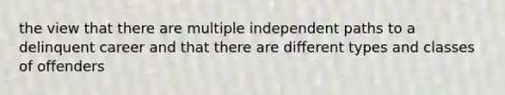 the view that there are multiple independent paths to a delinquent career and that there are different types and classes of offenders