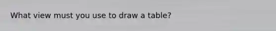 What view must you use to draw a table?