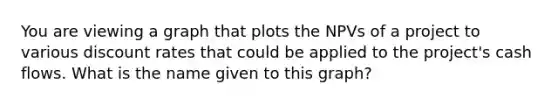 You are viewing a graph that plots the NPVs of a project to various discount rates that could be applied to the project's cash flows. What is the name given to this graph?