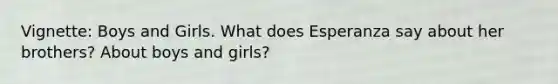 Vignette: Boys and Girls. What does Esperanza say about her brothers? About boys and girls?