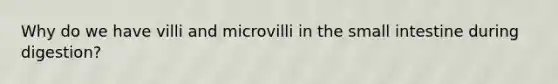 Why do we have villi and microvilli in the small intestine during digestion?