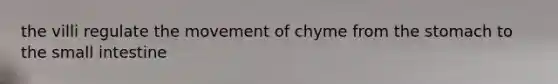 the villi regulate the movement of chyme from the stomach to the small intestine