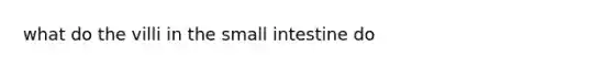 what do the villi in <a href='https://www.questionai.com/knowledge/kt623fh5xn-the-small-intestine' class='anchor-knowledge'>the small intestine</a> do