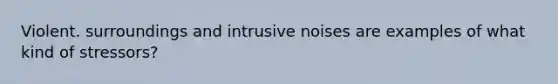 Violent. surroundings and intrusive noises are examples of what kind of stressors?