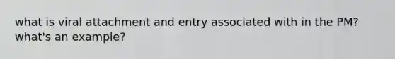 what is viral attachment and entry associated with in the PM? what's an example?