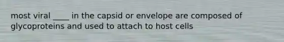 most viral ____ in the capsid or envelope are composed of glycoproteins and used to attach to host cells