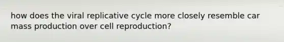 how does the viral replicative cycle more closely resemble car mass production over cell reproduction?