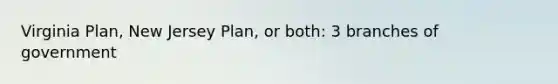 Virginia Plan, New Jersey Plan, or both: 3 branches of government