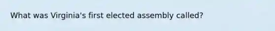 What was Virginia's first elected assembly called?