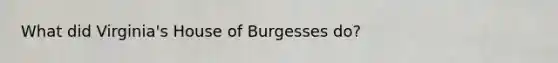 What did Virginia's House of Burgesses do?