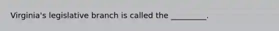 Virginia's legislative branch is called the _________.