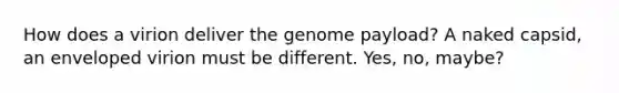 How does a virion deliver the genome payload? A naked capsid, an enveloped virion must be different. Yes, no, maybe?