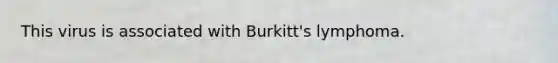 This virus is associated with Burkitt's lymphoma.