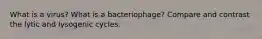 What is a virus? What is a bacteriophage? Compare and contrast the lytic and lysogenic cycles.