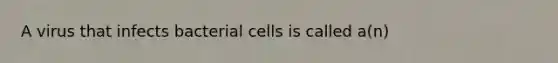 A virus that infects bacterial cells is called a(n)