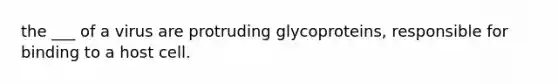 the ___ of a virus are protruding glycoproteins, responsible for binding to a host cell.