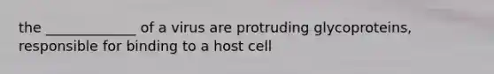 the _____________ of a virus are protruding glycoproteins, responsible for binding to a host cell