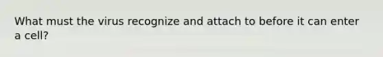 What must the virus recognize and attach to before it can enter a cell?