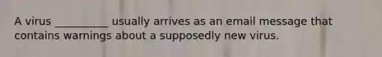 ​A virus __________ usually arrives as an email message that contains warnings about a supposedly new virus.