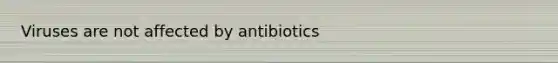 Viruses are not affected by antibiotics