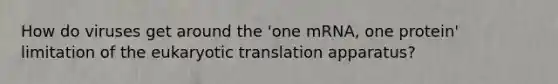 How do viruses get around the 'one mRNA, one protein' limitation of the <a href='https://www.questionai.com/knowledge/kOIFUyXpZK-eukaryotic-translation' class='anchor-knowledge'>eukaryotic translation</a> apparatus?