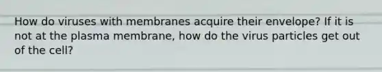 How do viruses with membranes acquire their envelope? If it is not at the plasma membrane, how do the virus particles get out of the cell?