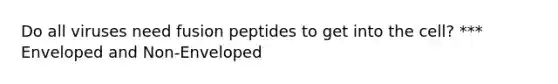 Do all viruses need fusion peptides to get into the cell? *** Enveloped and Non-Enveloped