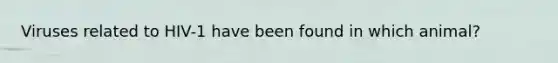 Viruses related to HIV-1 have been found in which animal?