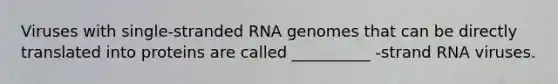 Viruses with single-stranded RNA genomes that can be directly translated into proteins are called __________ -strand RNA viruses.