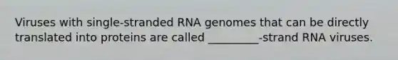 Viruses with single-stranded RNA genomes that can be directly translated into proteins are called _________-strand RNA viruses.