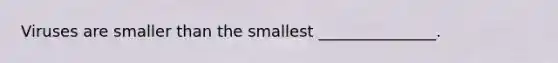 Viruses are smaller than the smallest _______________.