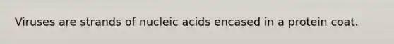 Viruses are strands of nucleic acids encased in a protein coat.