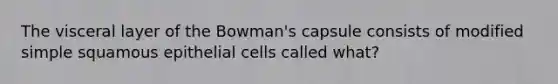 The visceral layer of the Bowman's capsule consists of modified simple squamous epithelial cells called what?