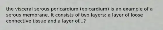 the visceral serous pericardium (epicardium) is an example of a serous membrane. It consists of two layers: a layer of loose connective tissue and a layer of...?