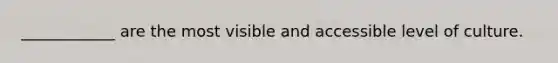 ____________ are the most visible and accessible level of culture.