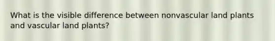 What is the visible difference between nonvascular land plants and vascular land plants?