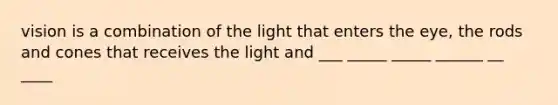 vision is a combination of the light that enters the eye, the rods and cones that receives the light and ___ _____ _____ ______ __ ____