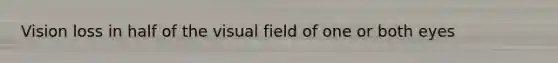 Vision loss in half of the visual field of one or both eyes