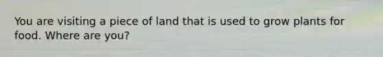 You are visiting a piece of land that is used to grow plants for food. Where are you?