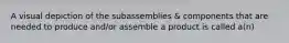 A visual depiction of the subassemblies & components that are needed to produce and/or assemble a product is called a(n)