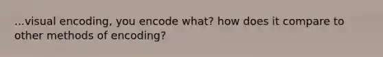 ...visual encoding, you encode what? how does it compare to other methods of encoding?