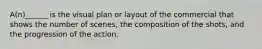 A(n)______ is the visual plan or layout of the commercial that shows the number of scenes, the composition of the shots, and the progression of the action.