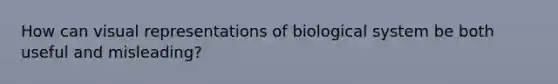 How can visual representations of biological system be both useful and misleading?