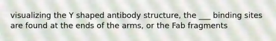 visualizing the Y shaped antibody structure, the ___ binding sites are found at the ends of the arms, or the Fab fragments