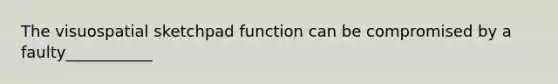 The visuospatial sketchpad function can be compromised by a faulty___________