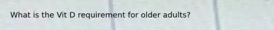 What is the Vit D requirement for older adults?